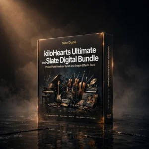 kiloHearts Ultimate Bundle & Slate Digital Bundle – Premium Audio Production Suite software boxes and interfaces