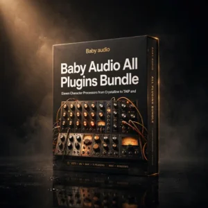 Baby Audio All Plugins Bundle (Lifetime) software box and plugin interfaces