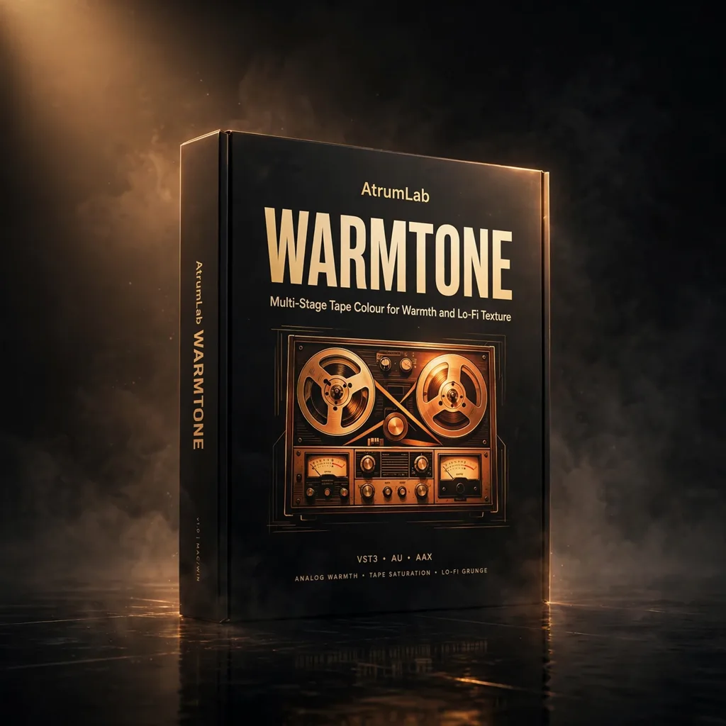 ATRUMLAB-WARMTONE AtrumLab WARMTONE analog tape saturation plugin with tape drive, wow and flutter, tape compression, deform, bias and noise stages