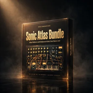 Sonic Atlas Bundle – Atlas Platform + Bollywood Gold, Desi Dance & Punjabi Pulse Expansions software box with South Asian instruments