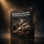 3D software box artwork for Spectrasonics Stylus RMX + 327GB Indian Expansion Library, showing the groove engine and Indian percussion collection