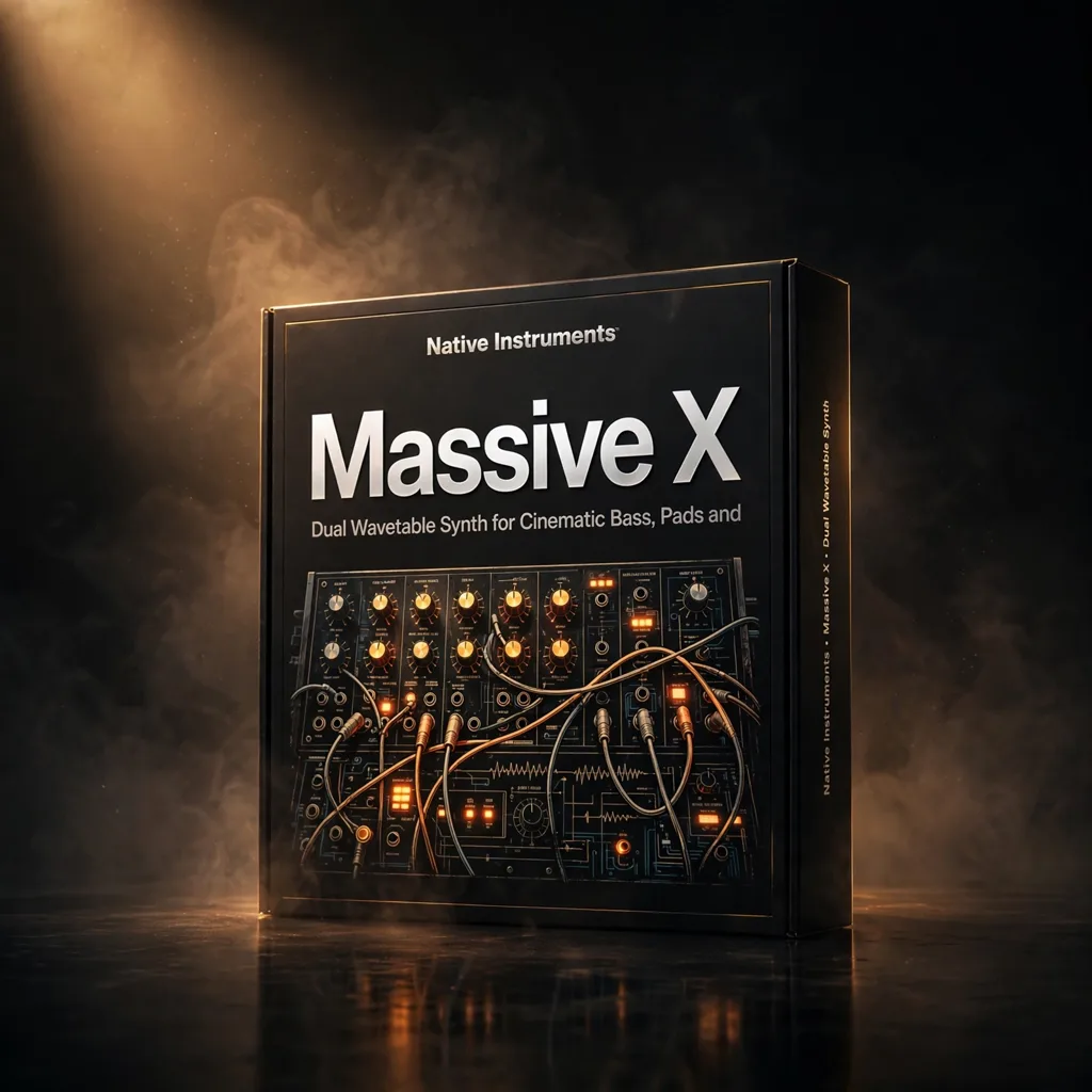 NI-MASSIVE-X-2024 Native Instruments Massive X wavetable synthesizer interface with dual oscillators, modulation routing and cinematic presets