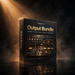 3D software box artwork for Output Bundle – Movement, Portal & Thermal FX Suite, showing the three creative effects plugins