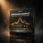 3D software box artwork for oeksound soothe2 for Mac – Dynamic Resonance Control Plugin, showing the dynamic resonance suppressor interface