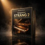 Quantastical STRÄNG 2 – Organic Subtractive Synthesizer software box and interface showing its convolution body synthesizer for cinematic sound design