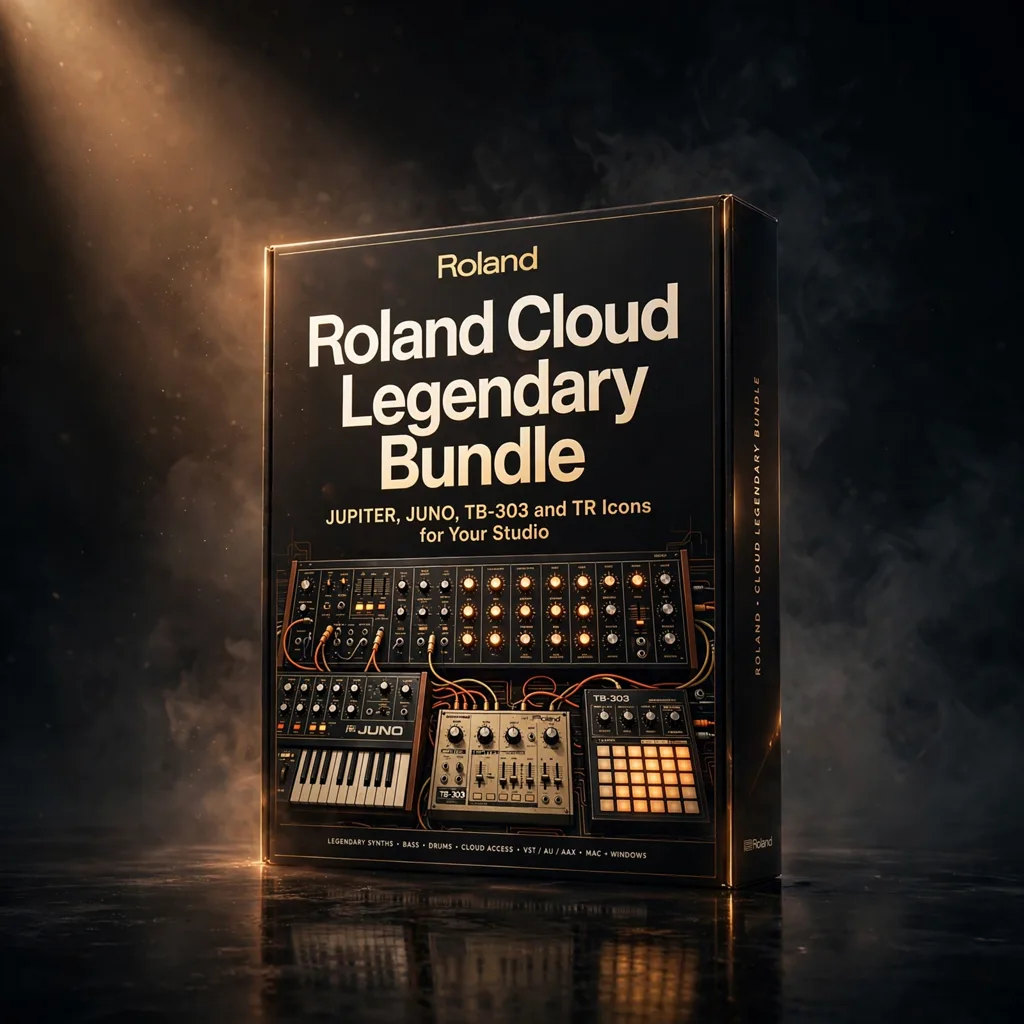 ROLAND-CLOUD-LEGENDARY Roland Cloud Legendary Bundle classic Roland synths collection including JUPITER-8, JUNO-106, D-50, TB-303 and TR-808 software instruments