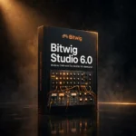 3D software box artwork for Bitwig Studio 6.0 – Next-Gen Music Production DAW for Windows & macOS, showing The Grid modular environment