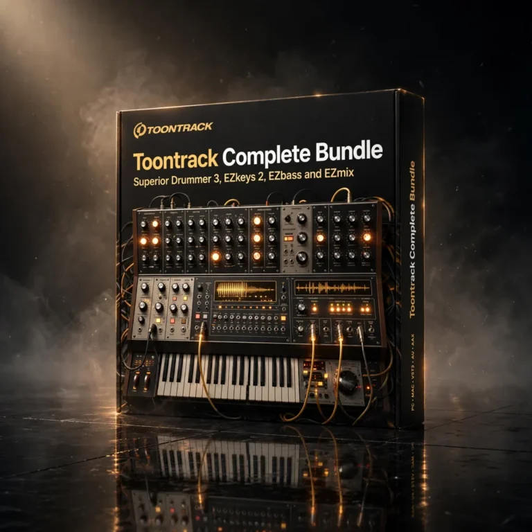 Toontrack Complete Bundle with Superior Drummer 3, EZdrummer 3, EZkeys 2, EZbass and EZmix 3 interfaces and drum kits