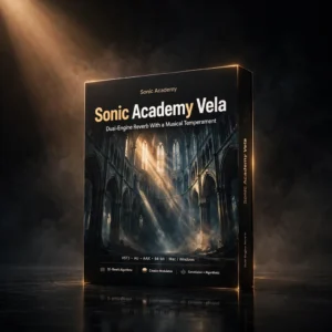 Sonic Academy Vela premium reverb plugin with dual algorithmic and convolution processing