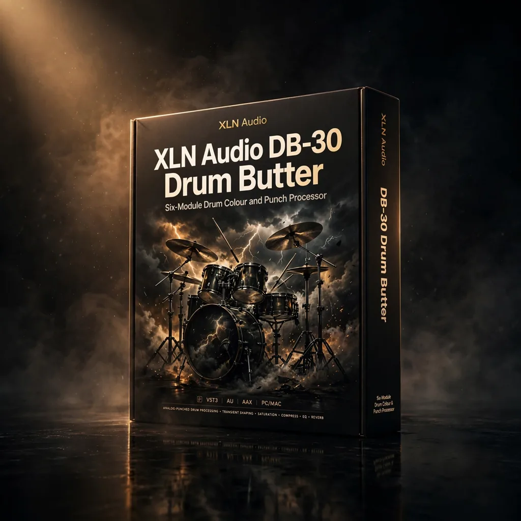 XLN-DB30-DRUM-BUTTER XLN Audio DB-30 Drum Butter drum effects plugin with six colour-coded macro modules for kick, snare and percussion processing