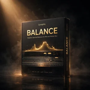 Zynaptiq BALANCE adaptive balancing EQ plugin interface with target curve and 16-channel master bus controls